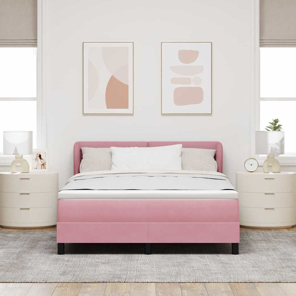 Boxspringbed met hoofdeinde Roze 160 x 200 cm Fluweel is nu te koop bij PeponiXL, paradijselijk wonen!