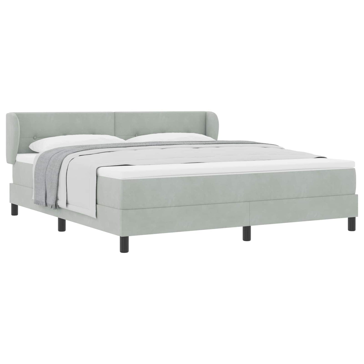 Boxspringbed met hoofdeinde Lichtgrijs 180 x 200 cm Fluweel is nu te koop bij PeponiXL, paradijselijk wonen!