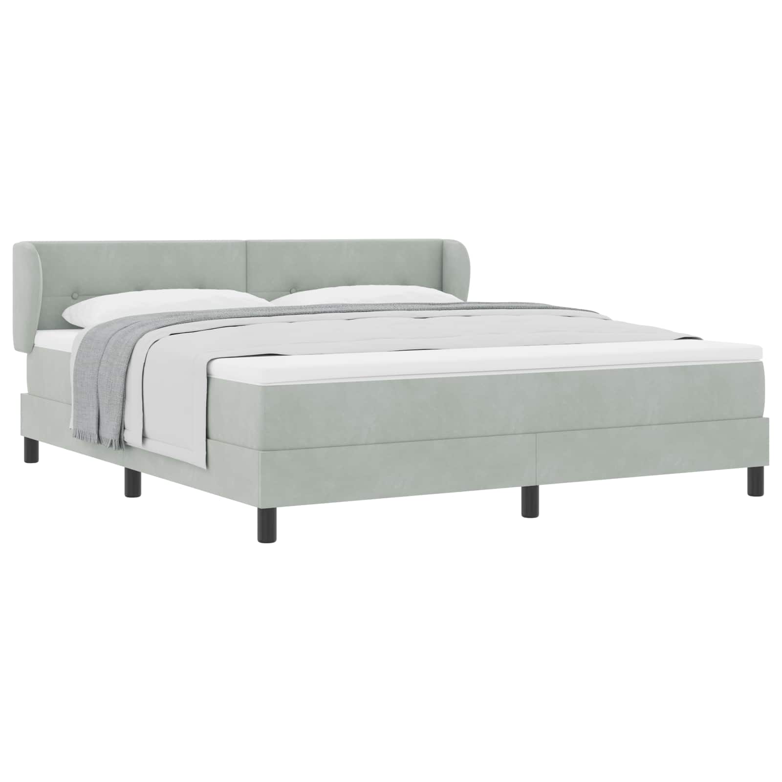 Boxspringbed met hoofdeinde Lichtgrijs 180 x 200 cm Fluweel is nu te koop bij PeponiXL, paradijselijk wonen!