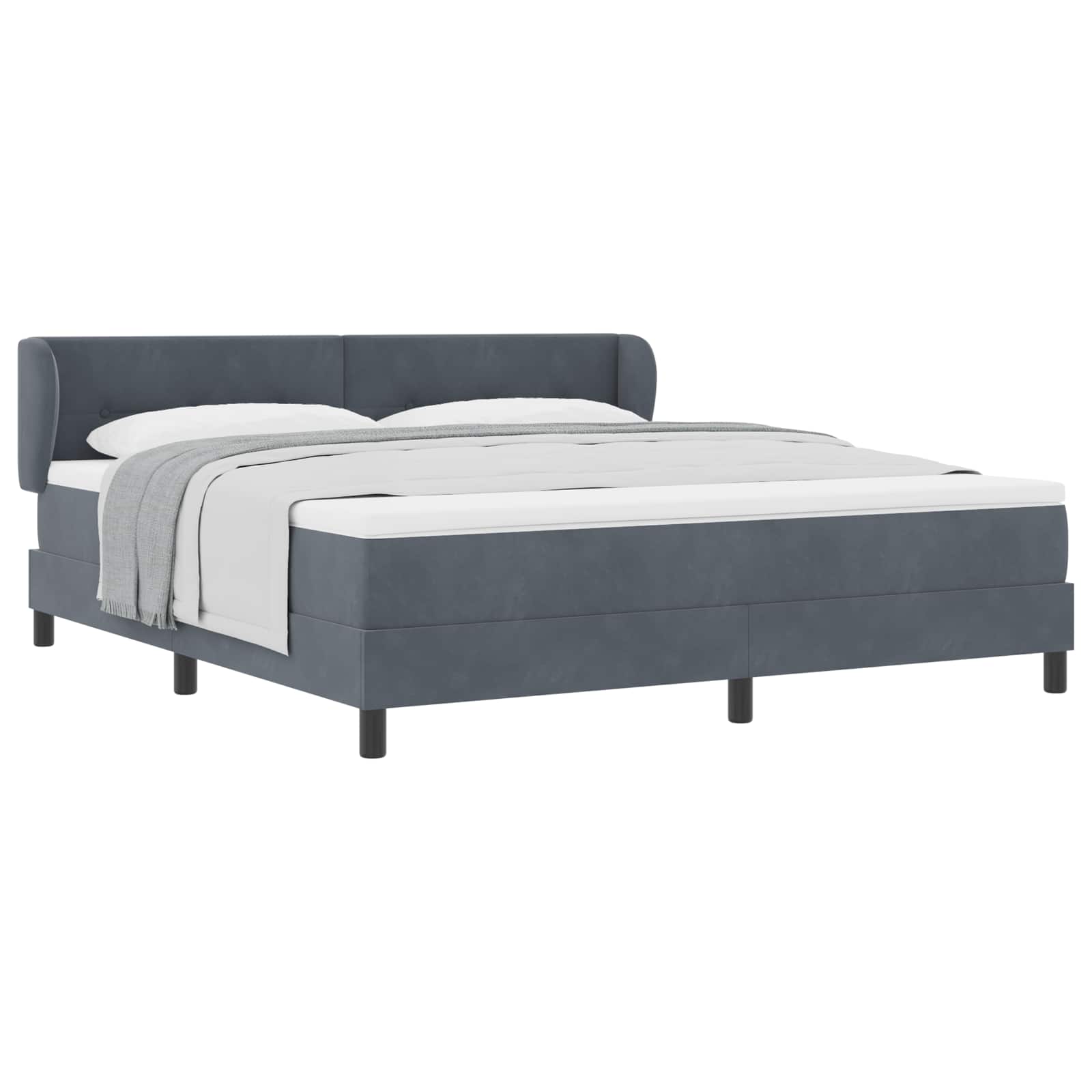 Boxspringbed met hoofdeinde Donkergrijs 180 x 200 cm Fluweel is nu te koop bij PeponiXL, paradijselijk wonen!