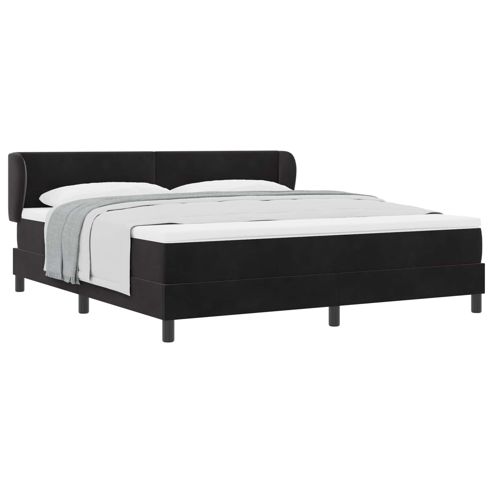 Boxspringbed met hoofdeinde Zwart 180 x 200 cm Fluweel is nu te koop bij PeponiXL, paradijselijk wonen!