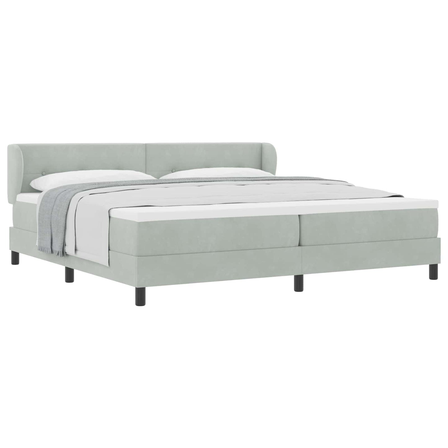 Boxspringbed met matras Lichtgrijs 200 x 200 cm Fluweel is nu te koop bij PeponiXL, paradijselijk wonen!