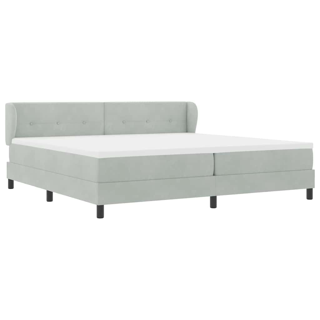Boxspringbed met matras Lichtgrijs 200 x 200 cm Fluweel is nu te koop bij PeponiXL, paradijselijk wonen!