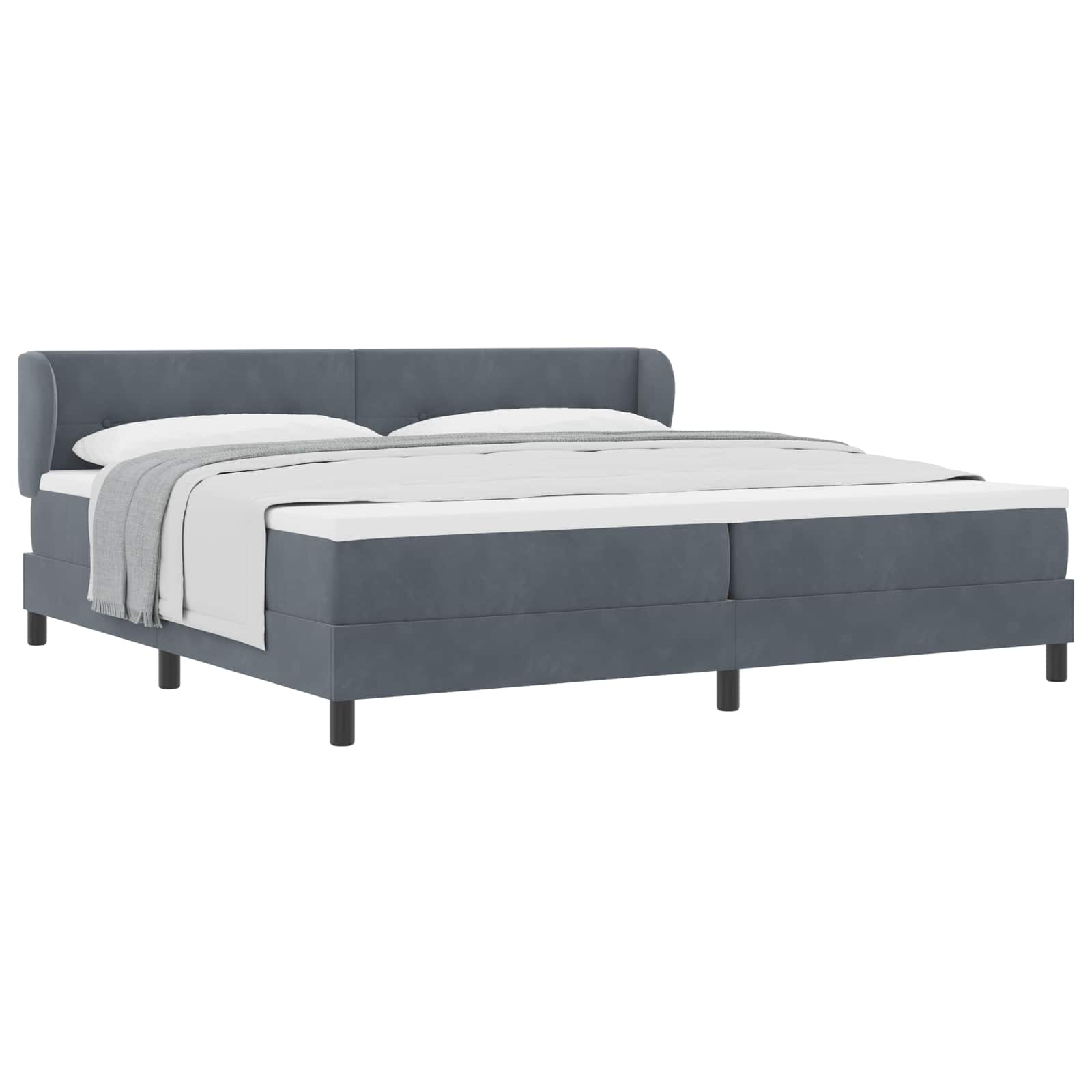 Boxspringbed met matras Donkergrijs 200 x 200 cm Fluweel is nu te koop bij PeponiXL, paradijselijk wonen!