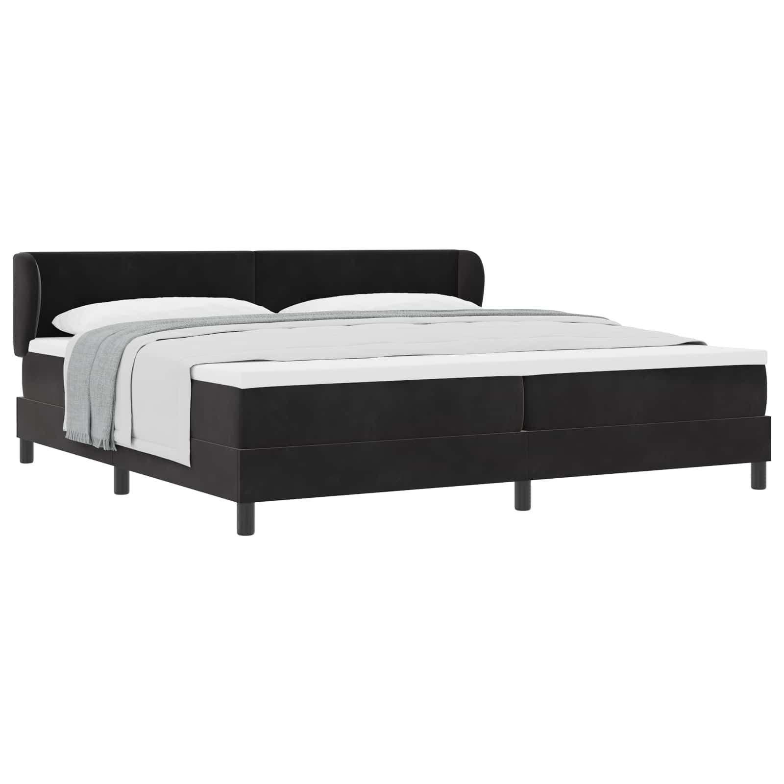 Boxspringbed met matras Zwart 200 x 200 cm Fluweel is nu te koop bij PeponiXL, paradijselijk wonen!