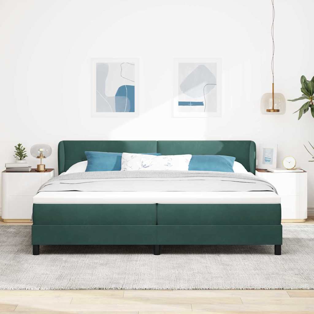 Boxspringbed met hoofdeinde Donkergroen 200 x 200 cm Fluweel