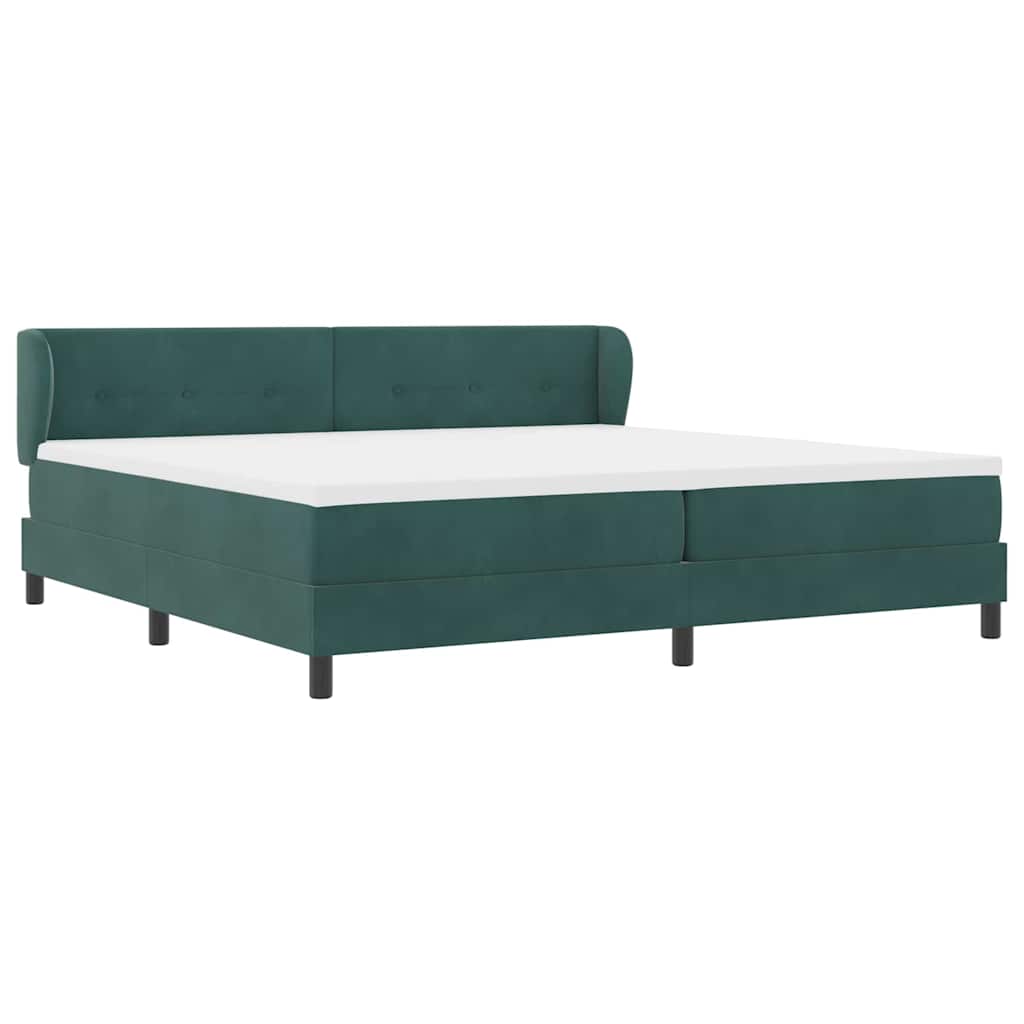 Boxspringbed met hoofdeinde Donkergroen 200 x 200 cm Fluweel