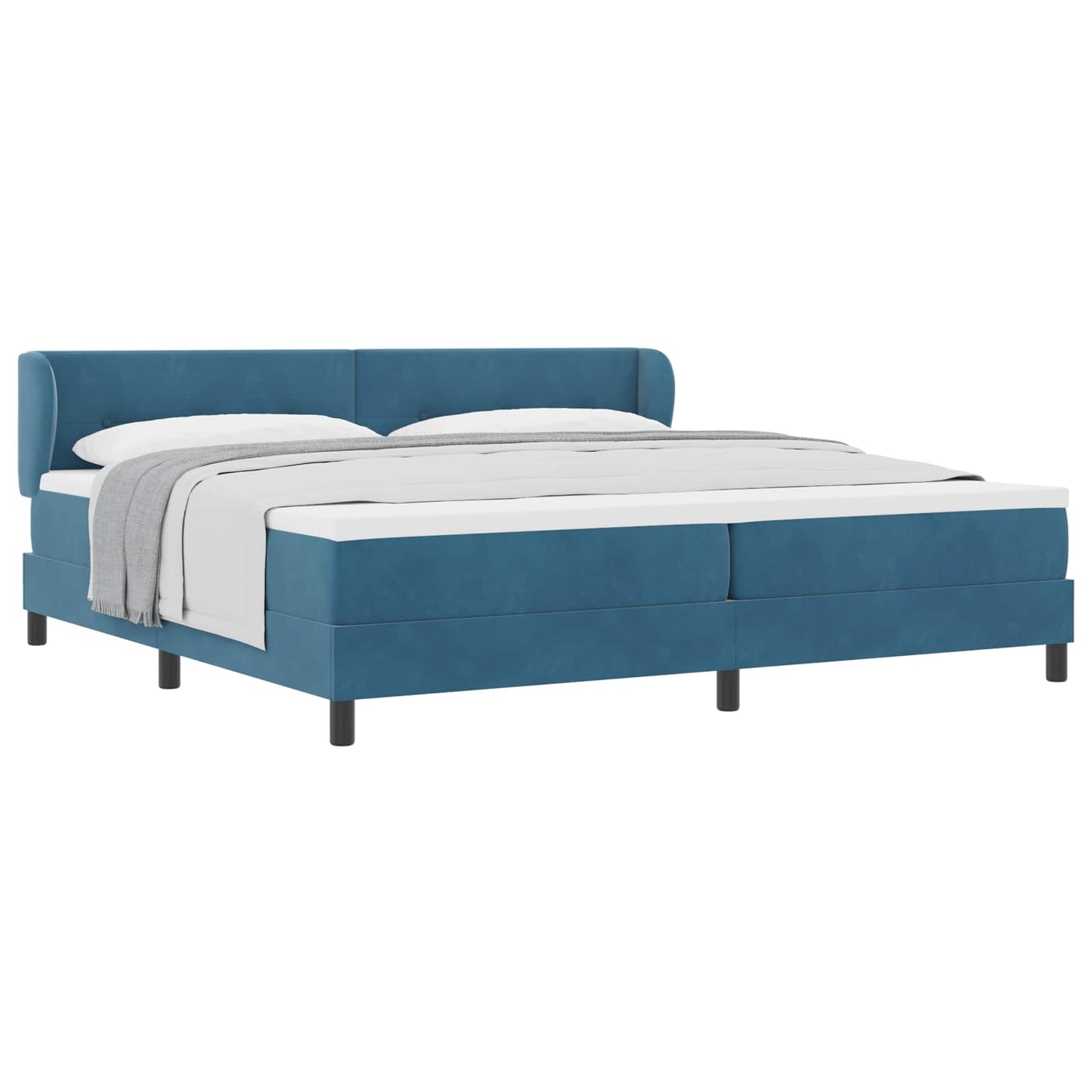 Boxspringbed met hoofdeinde Donkerblauw 200 x 200 cm Fluweel