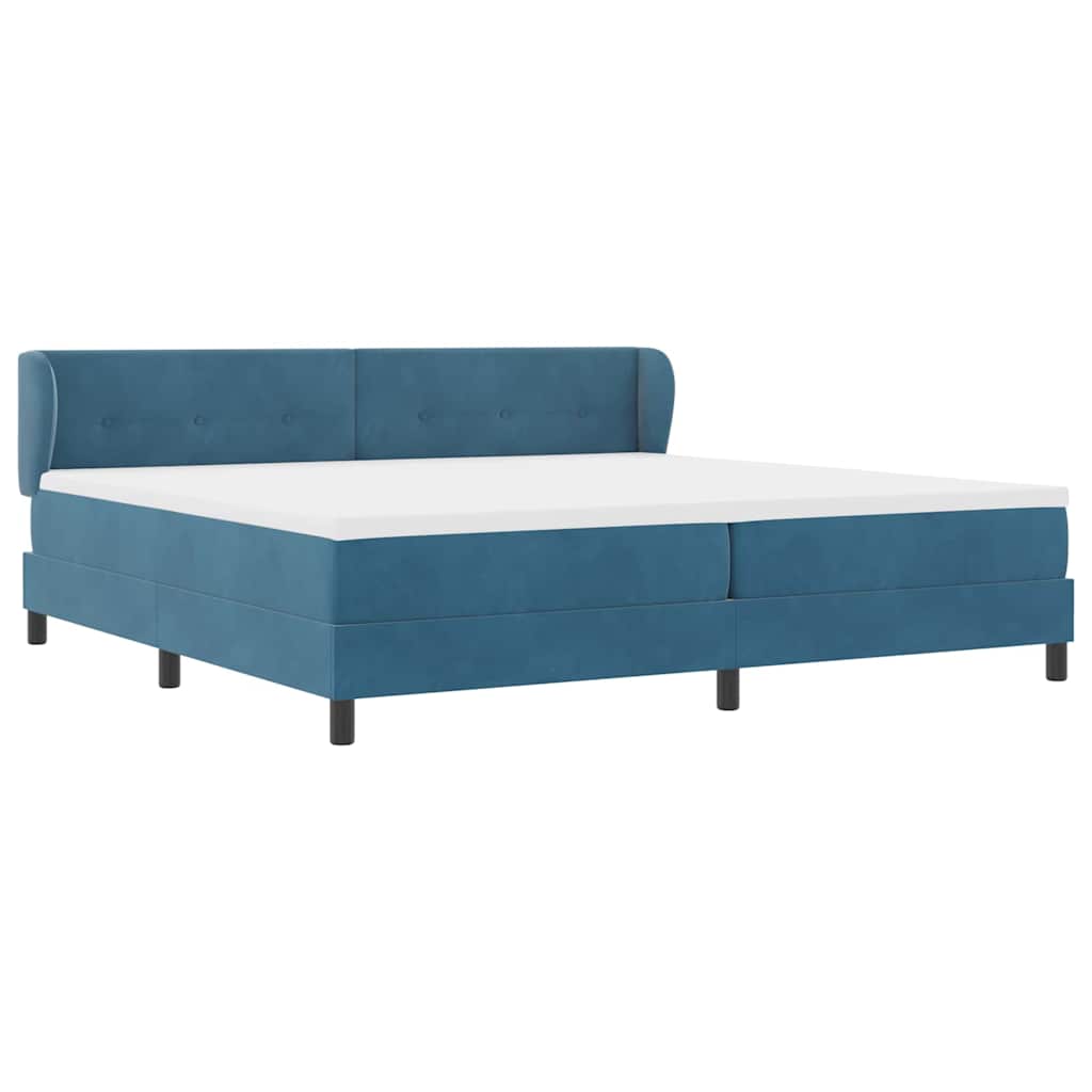 Boxspringbed met hoofdeinde Donkerblauw 200 x 200 cm Fluweel