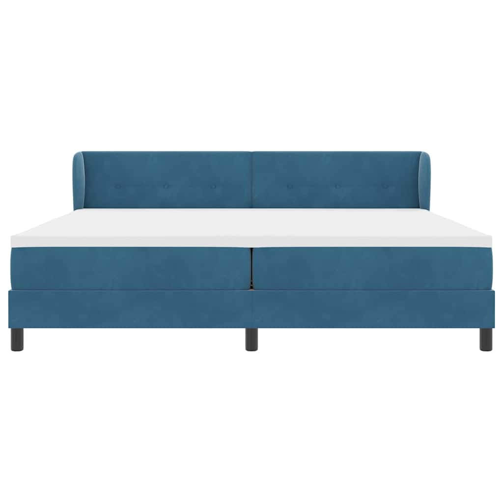 Boxspringbed met hoofdeinde Donkerblauw 200 x 200 cm Fluweel