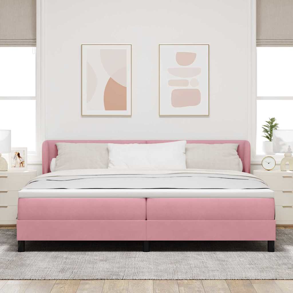 Boxspringbed met hoofdeinde Roze 200 x 200 cm Fluweel is nu te koop bij PeponiXL, paradijselijk wonen!
