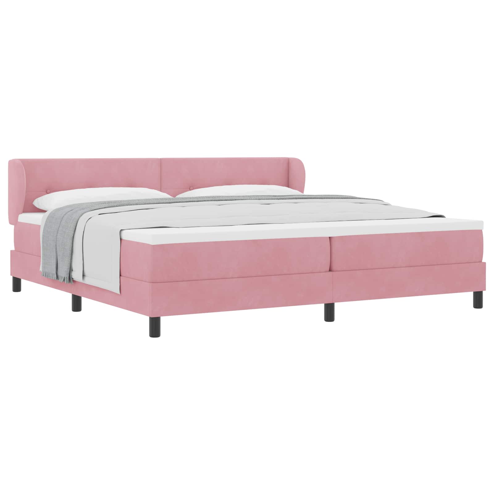 Boxspringbed met hoofdeinde Roze 200 x 200 cm Fluweel is nu te koop bij PeponiXL, paradijselijk wonen!