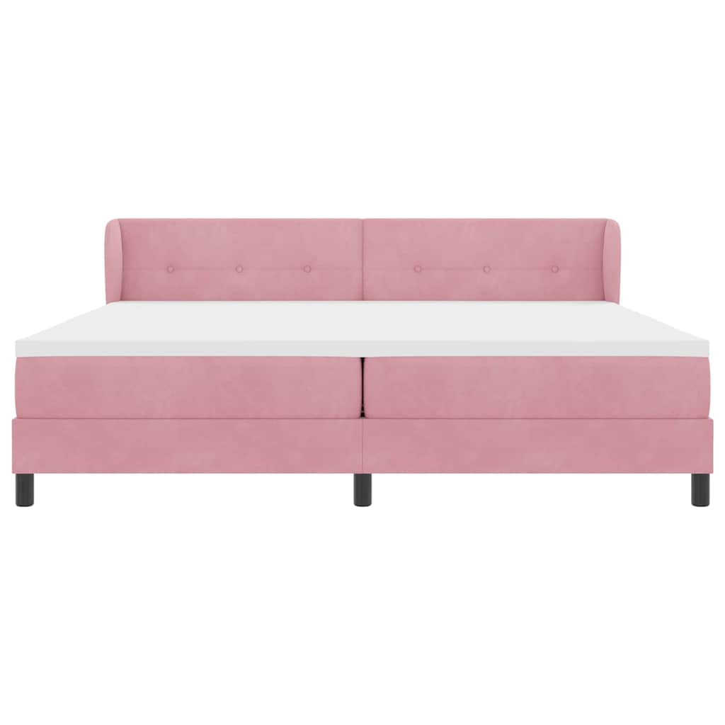 Boxspringbed met hoofdeinde Roze 200 x 200 cm Fluweel is nu te koop bij PeponiXL, paradijselijk wonen!