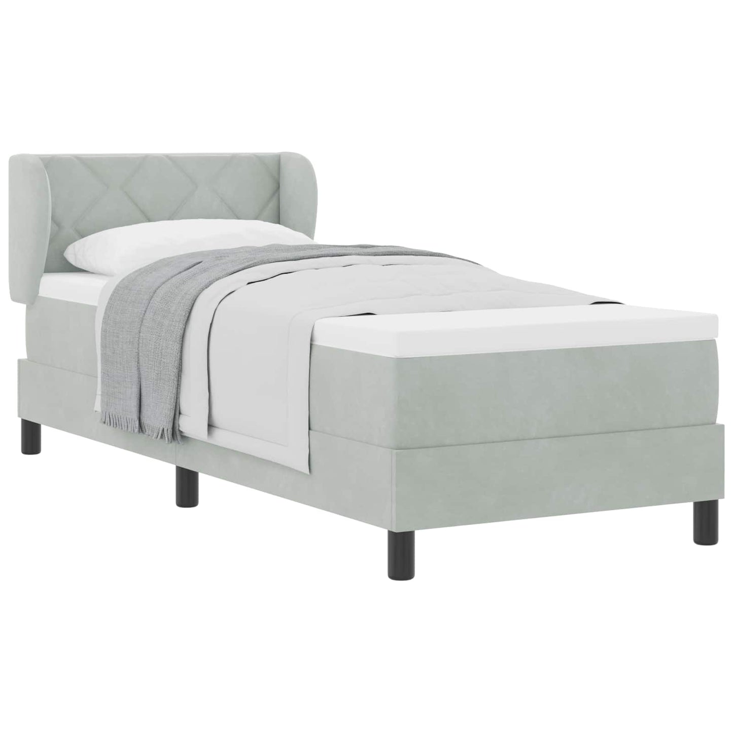 Boxspringbed met hoofdeinde Lichtgrijs 80 x 200 cm Fluweel is nu te koop bij PeponiXL, paradijselijk wonen!
