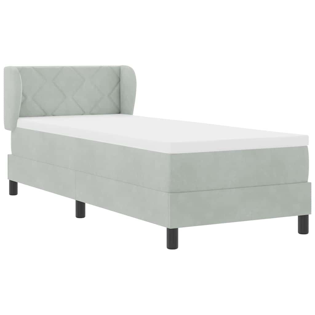 Boxspringbed met hoofdeinde Lichtgrijs 80 x 200 cm Fluweel is nu te koop bij PeponiXL, paradijselijk wonen!