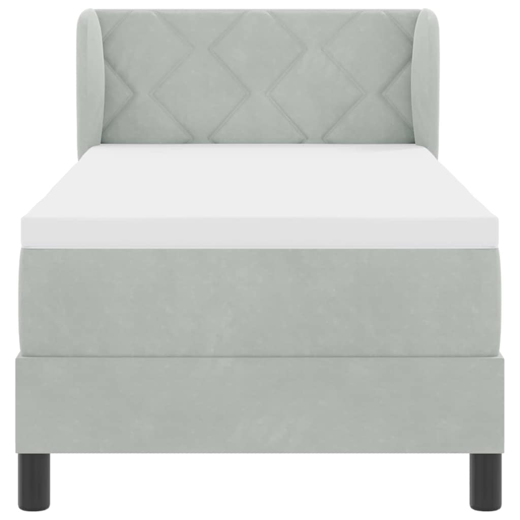 Boxspringbed met hoofdeinde Lichtgrijs 80 x 200 cm Fluweel is nu te koop bij PeponiXL, paradijselijk wonen!