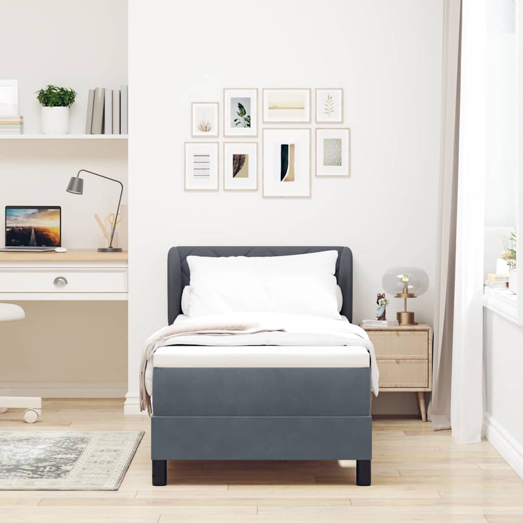 Boxspringbed met hoofdeinde Donkergrijs 80 x 200 cm Fluweel is nu te koop bij PeponiXL, paradijselijk wonen!