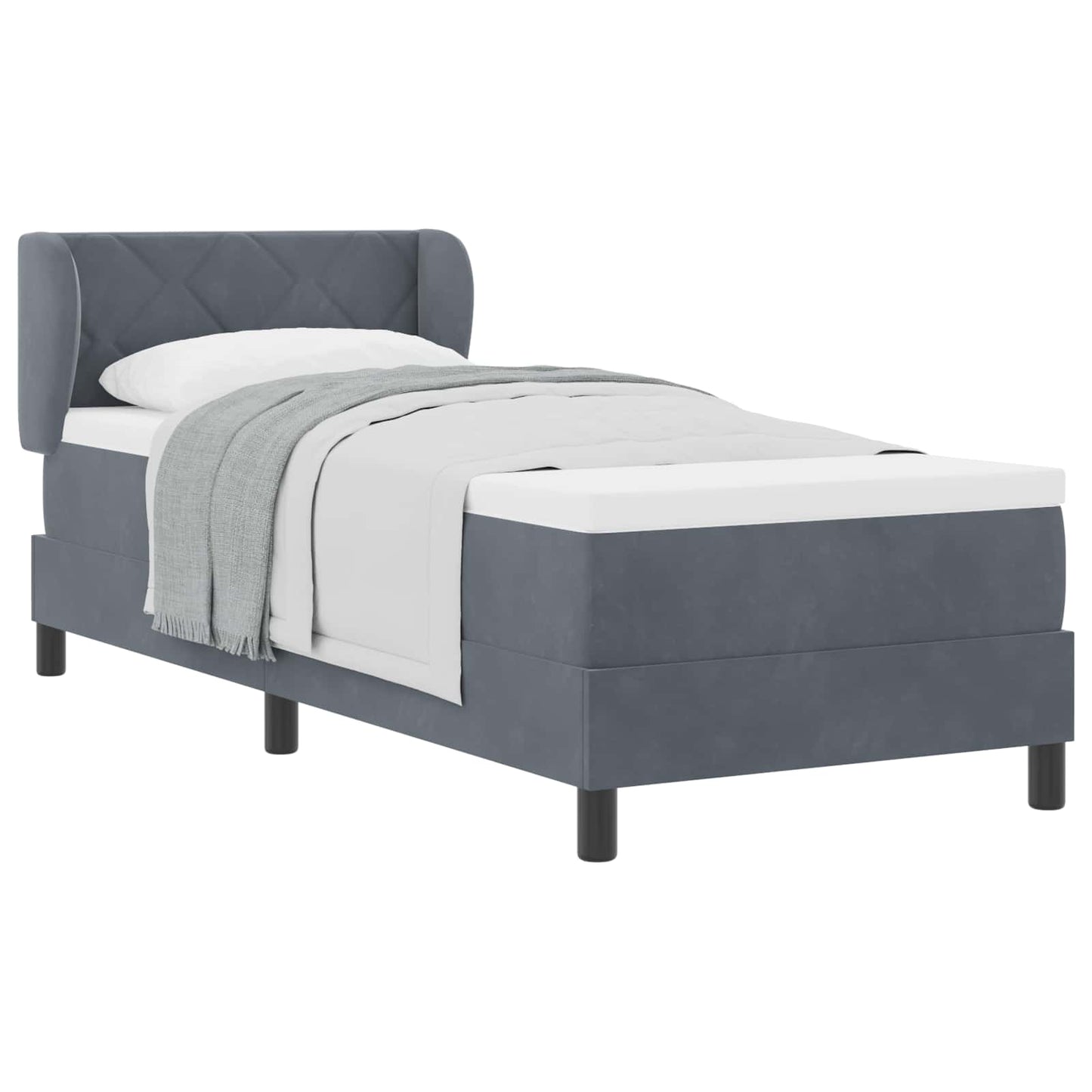 Boxspringbed met hoofdeinde Donkergrijs 80 x 200 cm Fluweel is nu te koop bij PeponiXL, paradijselijk wonen!