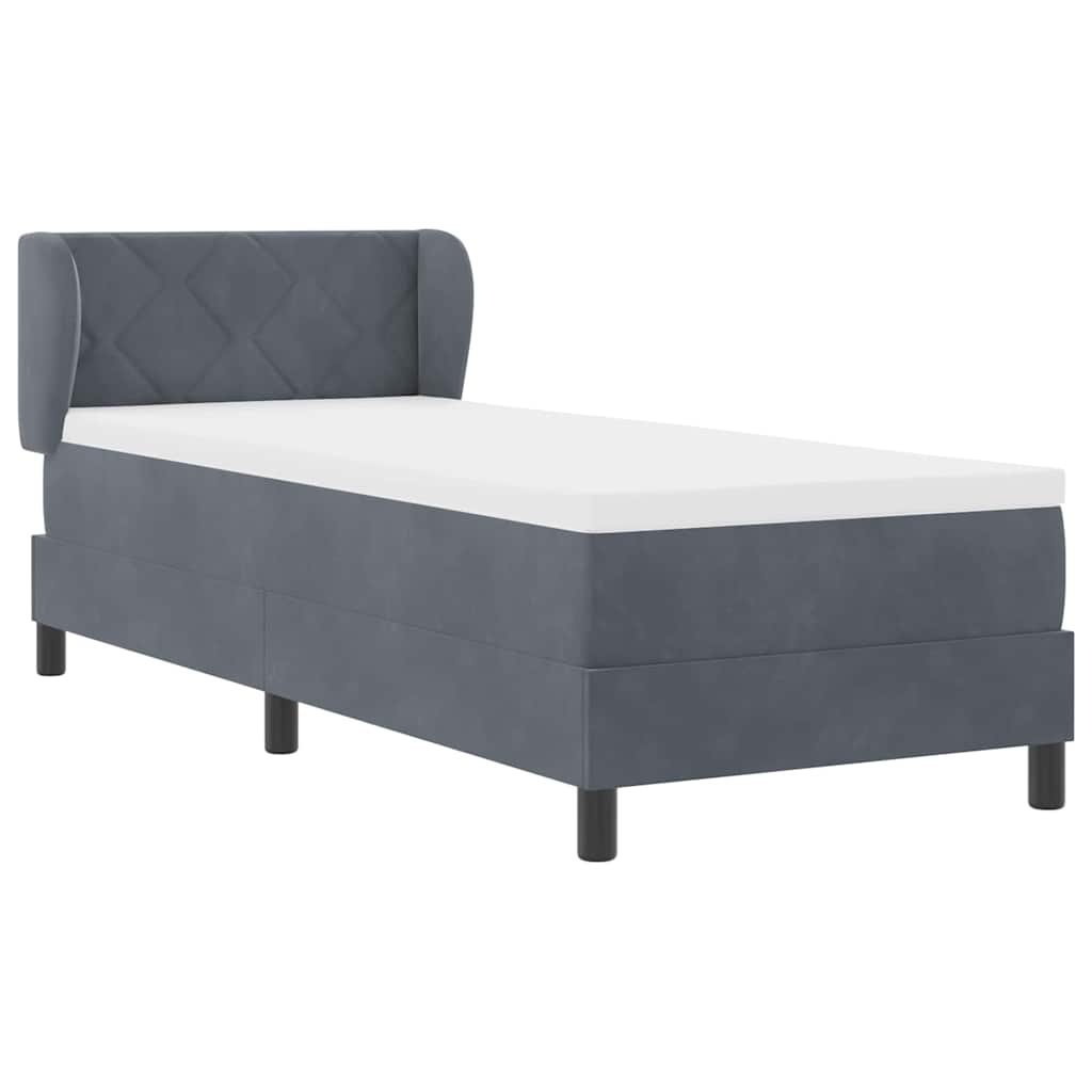 Boxspringbed met hoofdeinde Donkergrijs 80 x 200 cm Fluweel is nu te koop bij PeponiXL, paradijselijk wonen!