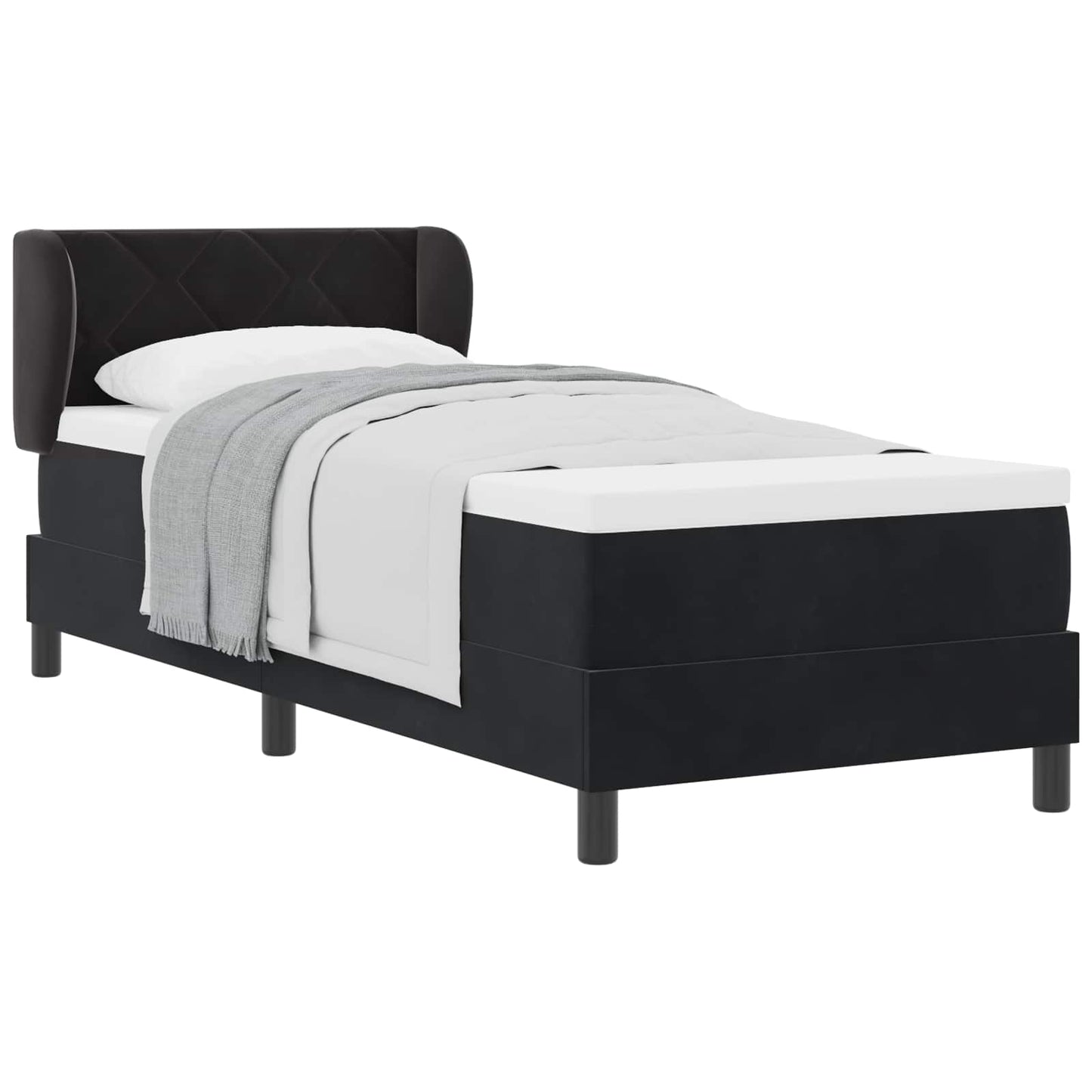 Boxspringbed met hoofdeinde Zwart 80 x 200 cm Fluweel is nu te koop bij PeponiXL, paradijselijk wonen!