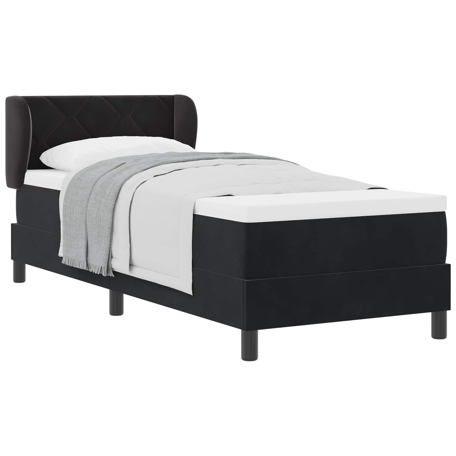 Boxspringbed met hoofdeinde Zwart 80 x 200 cm Fluweel is nu te koop bij PeponiXL, paradijselijk wonen!