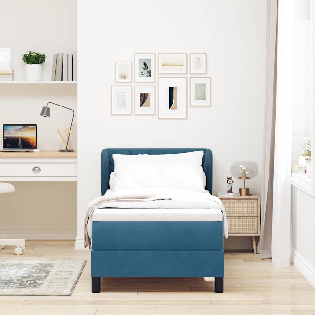 Boxspringbed met hoofdeinde Donkerblauw 80 x 200 cm Fluweel is nu te koop bij PeponiXL, paradijselijk wonen!