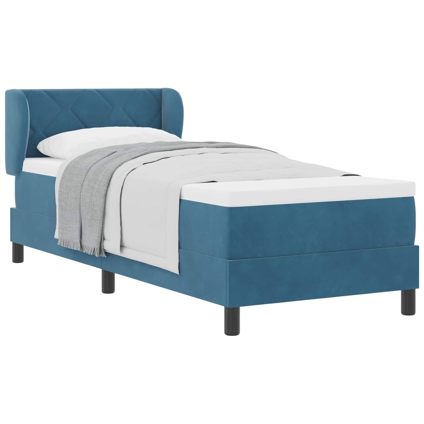 Boxspringbed met hoofdeinde Donkerblauw 80 x 200 cm Fluweel is nu te koop bij PeponiXL, paradijselijk wonen!