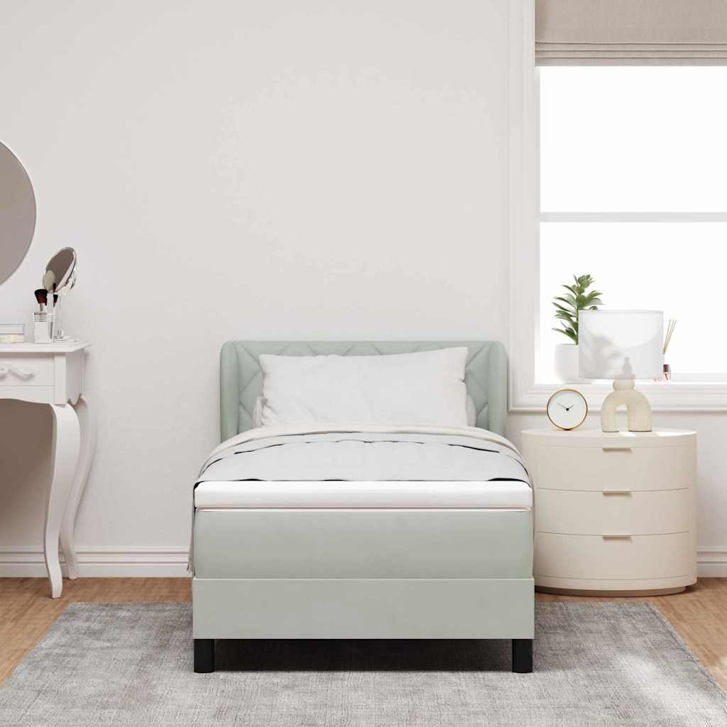 Boxspringbed met hoofdeinde Lichtgrijs 90 x 190 cm Fluweel is nu te koop bij PeponiXL, paradijselijk wonen!