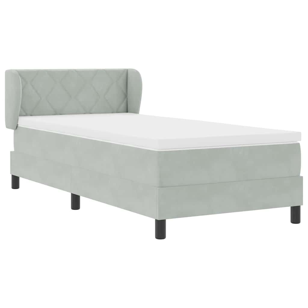 Boxspringbed met hoofdeinde Lichtgrijs 90 x 190 cm Fluweel is nu te koop bij PeponiXL, paradijselijk wonen!
