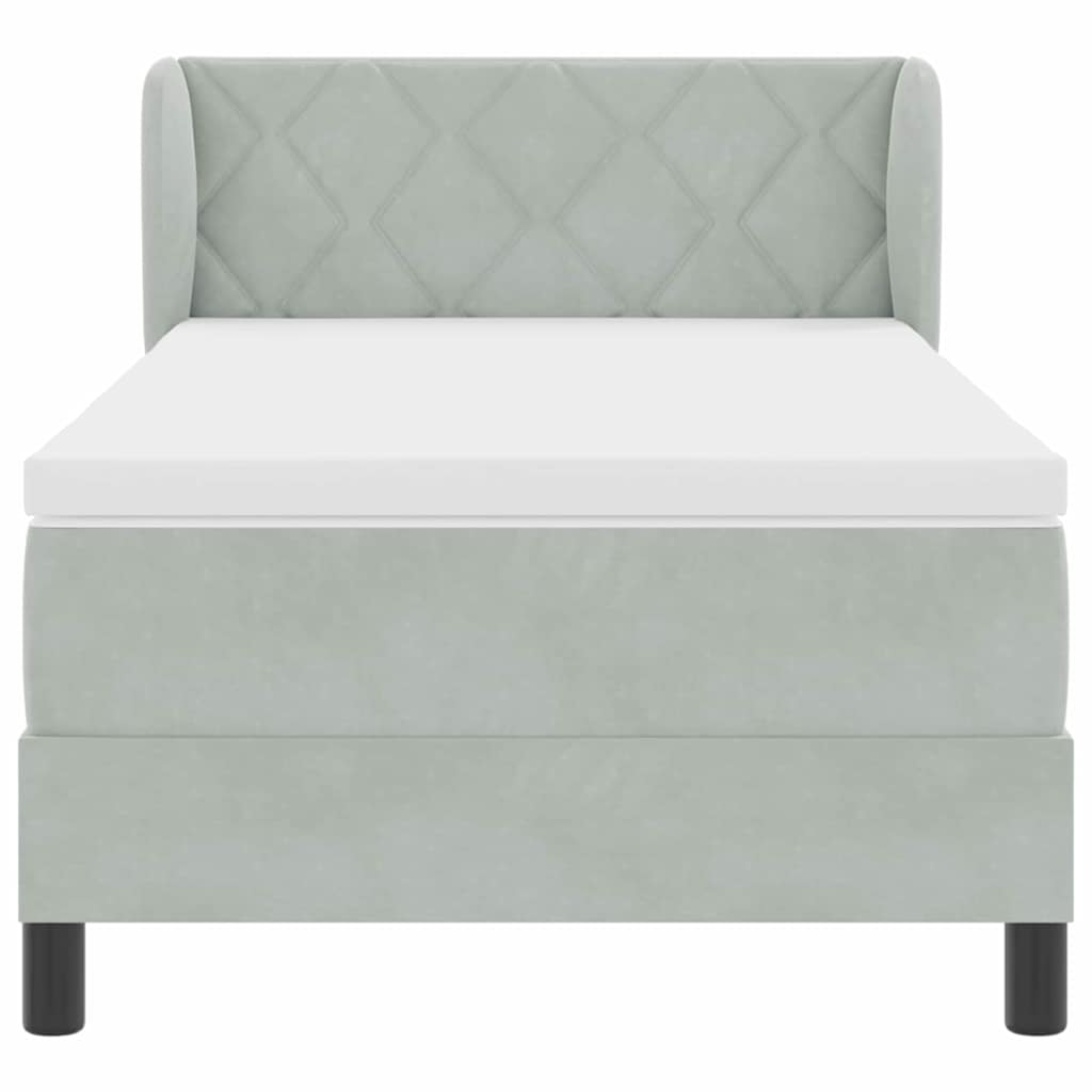 Boxspringbed met hoofdeinde Lichtgrijs 90 x 190 cm Fluweel is nu te koop bij PeponiXL, paradijselijk wonen!
