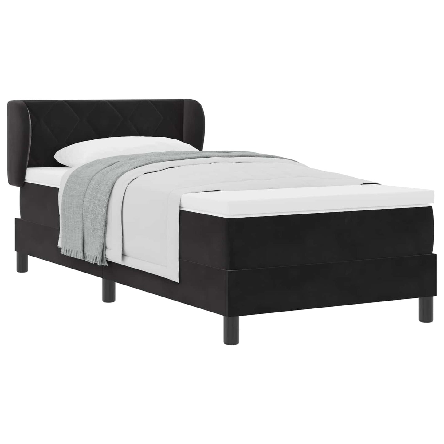 Boxspringbed met hoofdeinde Zwart 90 x 200 cm Fluweel is nu te koop bij PeponiXL, paradijselijk wonen!