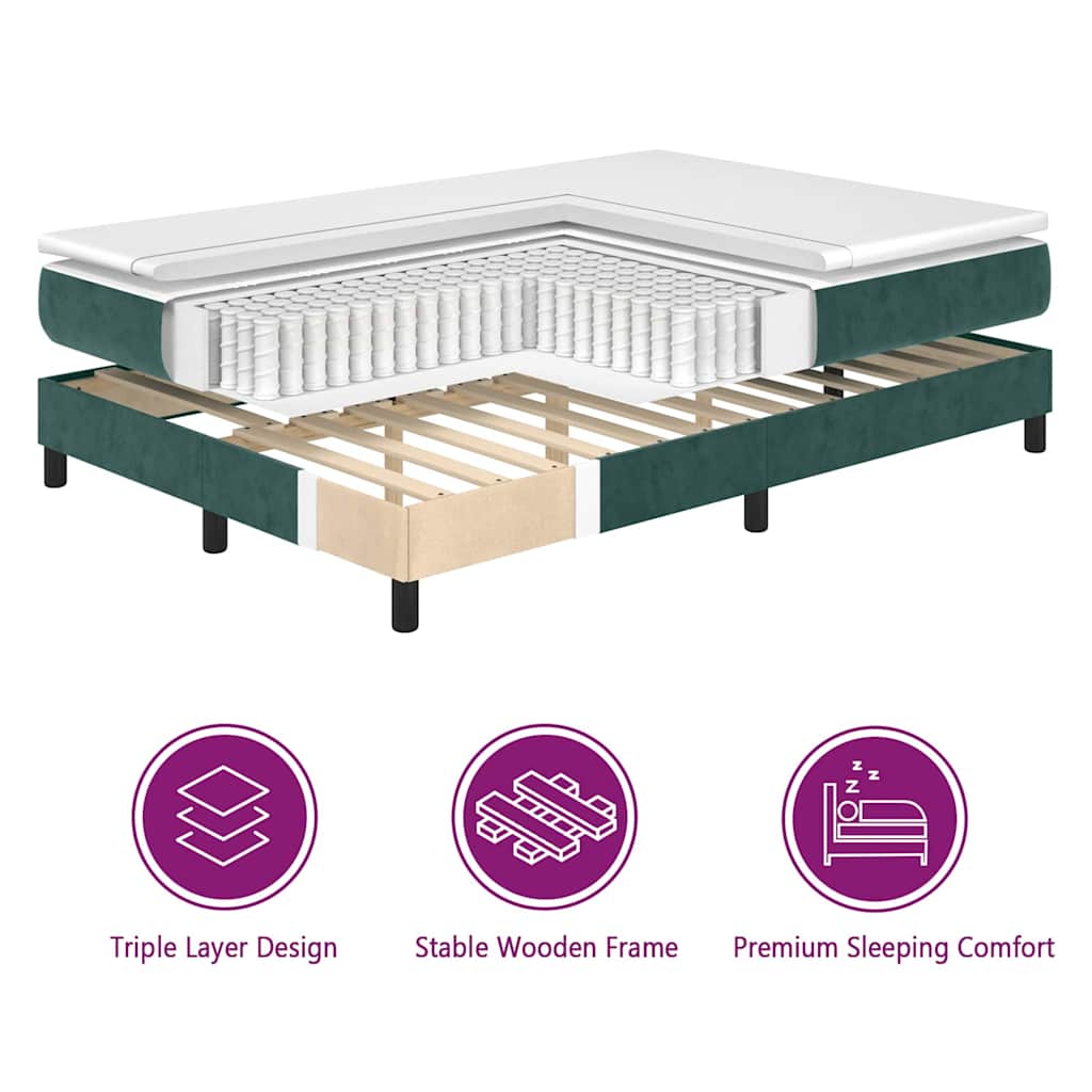 Boxspringbed met hoofdeinde Donkergroen 90 x 200 cm Fluweel is nu te koop bij PeponiXL, paradijselijk wonen!