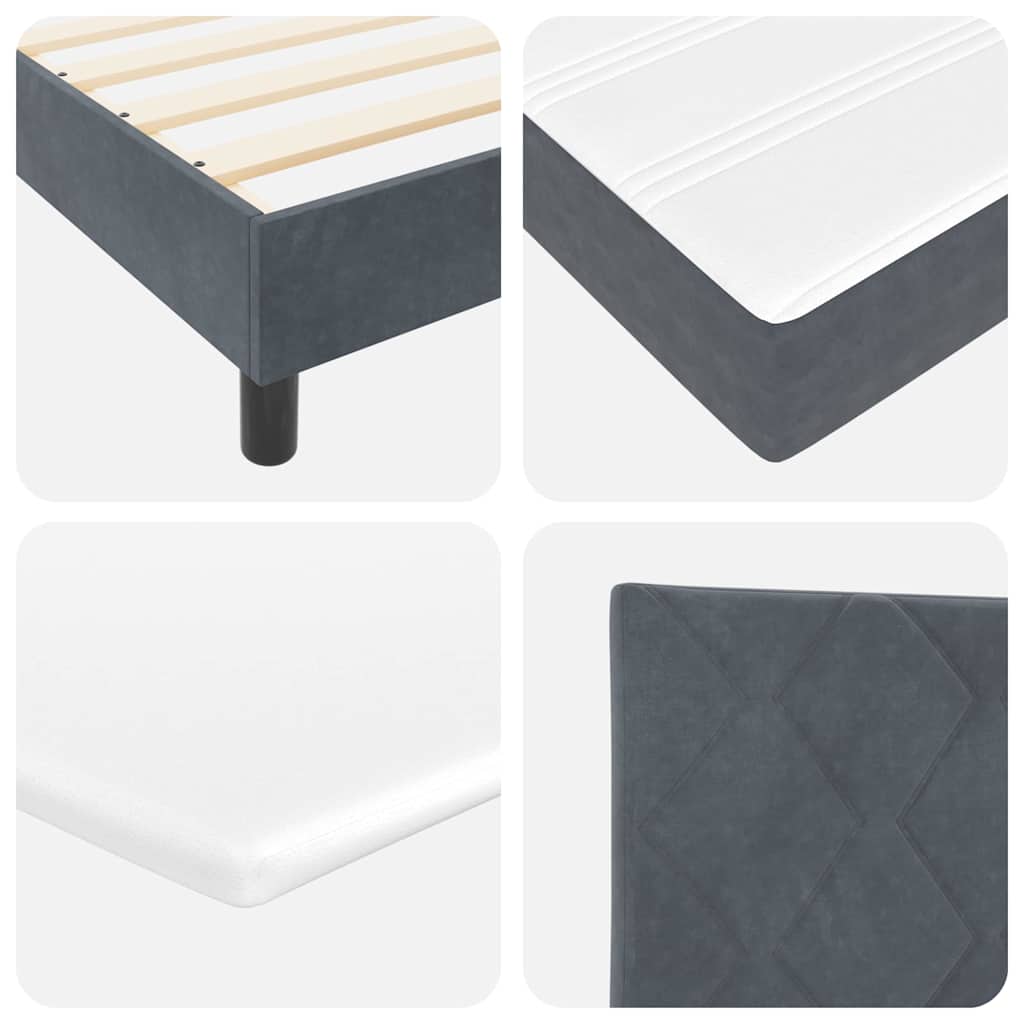 Boxspringbed met hoofdeinde Donkergrijs 100 x 200 cm Fluweel is nu te koop bij PeponiXL, paradijselijk wonen!