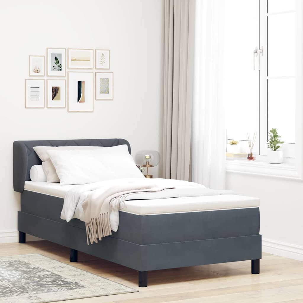 Boxspringbed met hoofdeinde Donkergrijs 100 x 200 cm Fluweel is nu te koop bij PeponiXL, paradijselijk wonen!