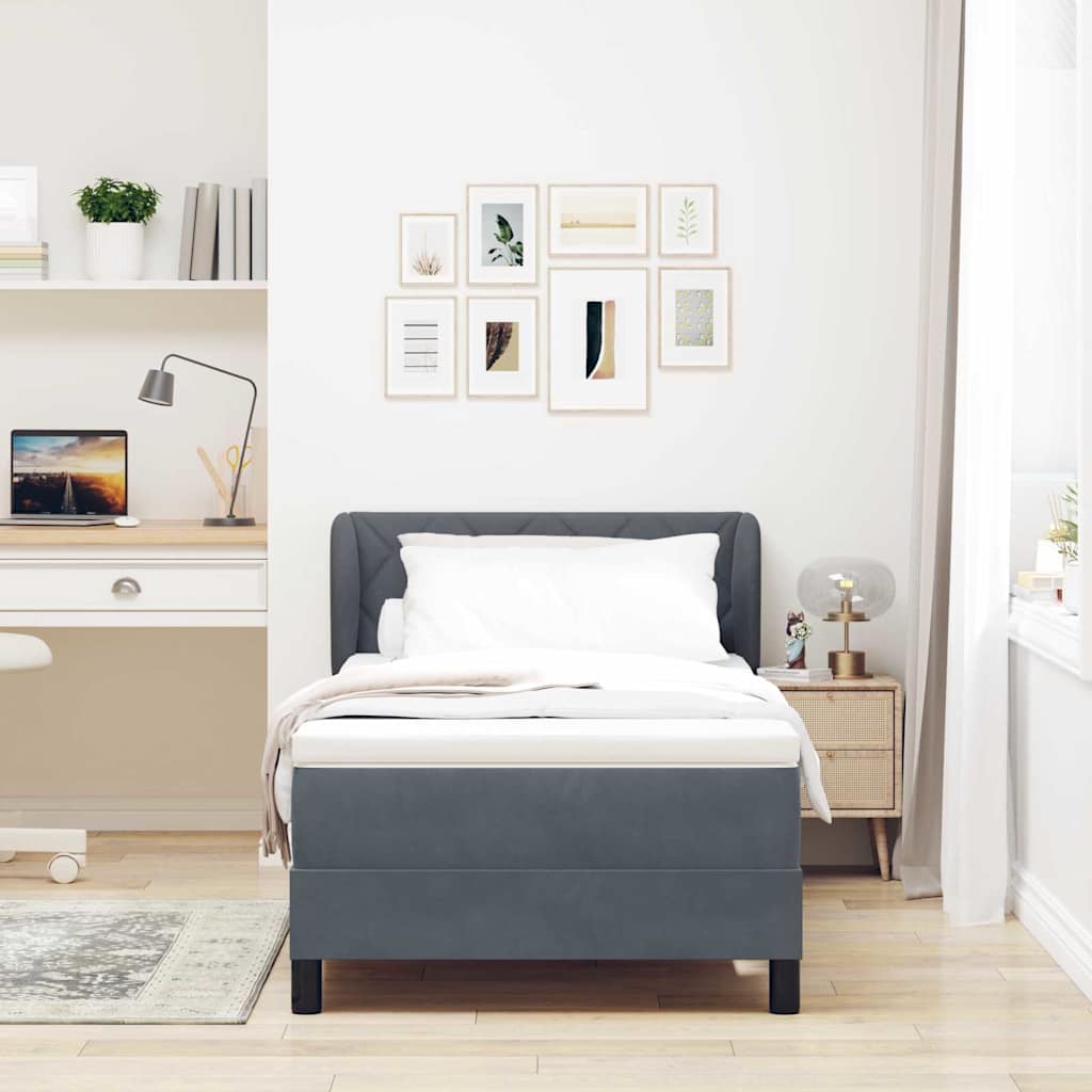 Boxspringbed met hoofdeinde Donkergrijs 100 x 200 cm Fluweel is nu te koop bij PeponiXL, paradijselijk wonen!