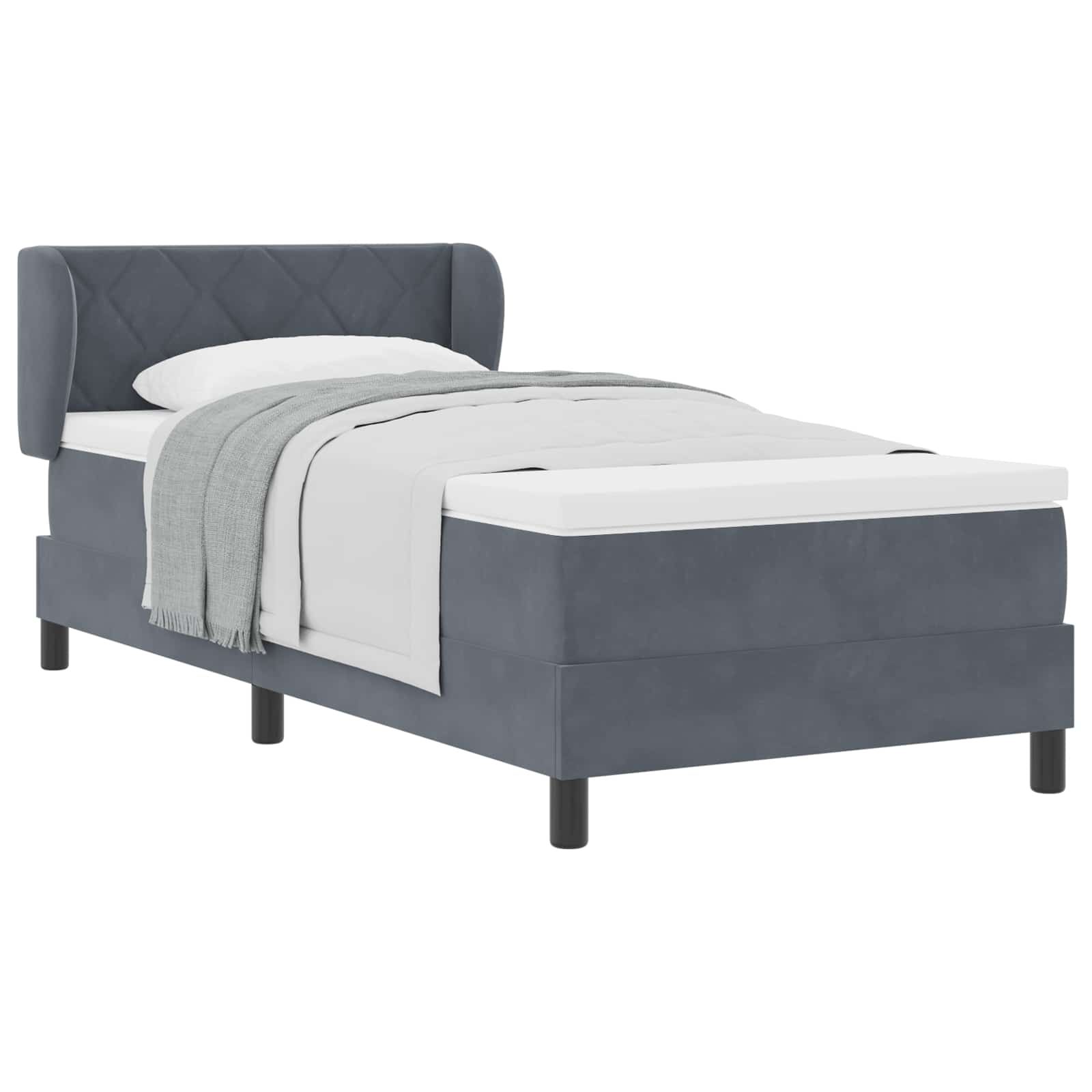 Boxspringbed met hoofdeinde Donkergrijs 100 x 200 cm Fluweel is nu te koop bij PeponiXL, paradijselijk wonen!