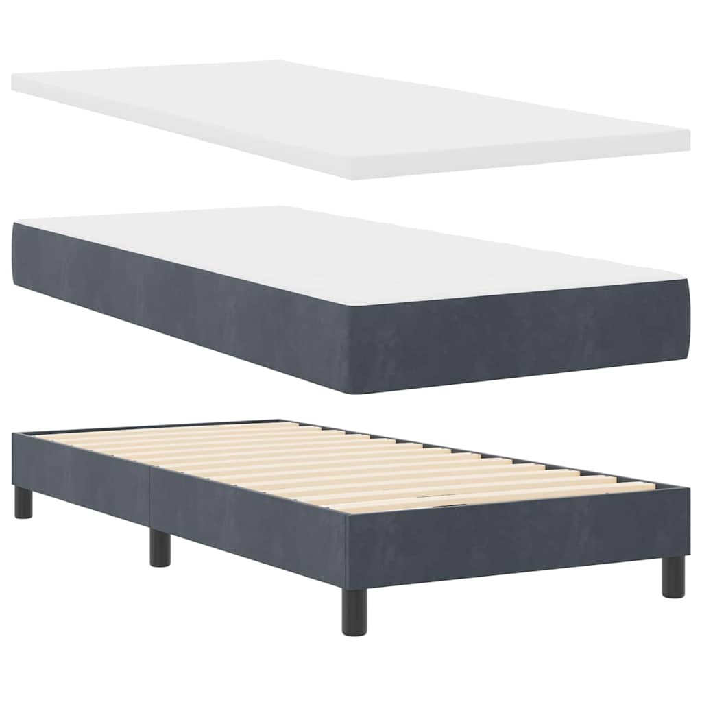 Boxspringbed met hoofdeinde Donkergrijs 100 x 200 cm Fluweel is nu te koop bij PeponiXL, paradijselijk wonen!