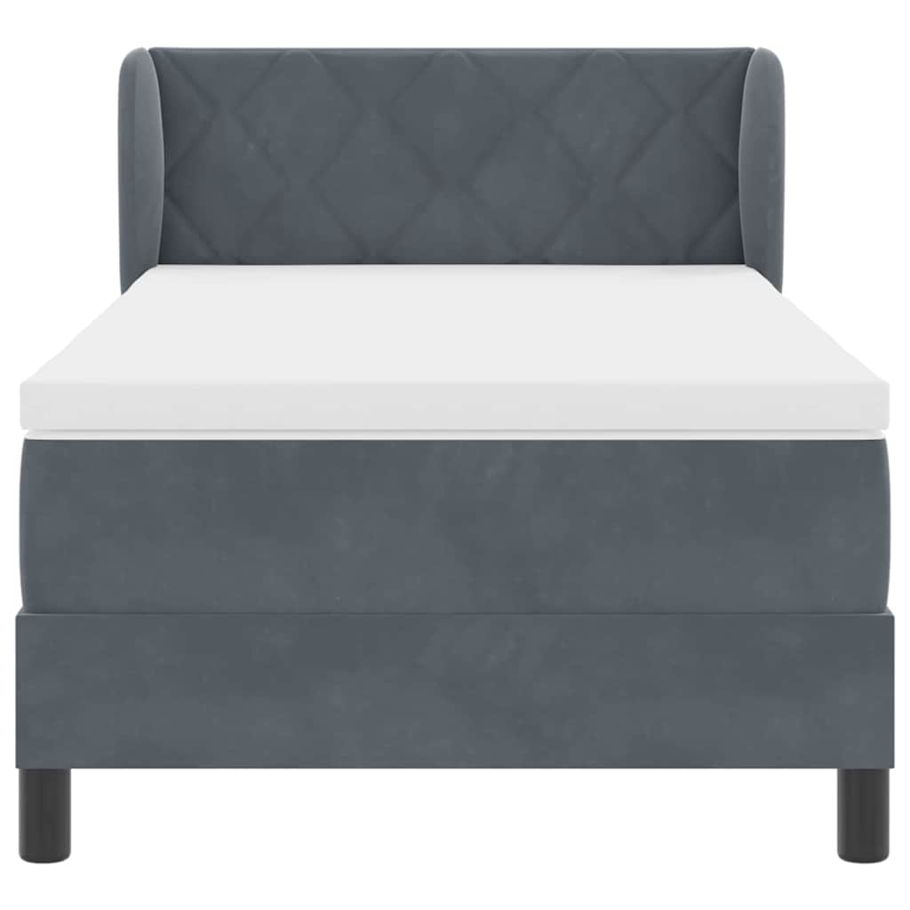 Boxspringbed met hoofdeinde Donkergrijs 100 x 200 cm Fluweel is nu te koop bij PeponiXL, paradijselijk wonen!