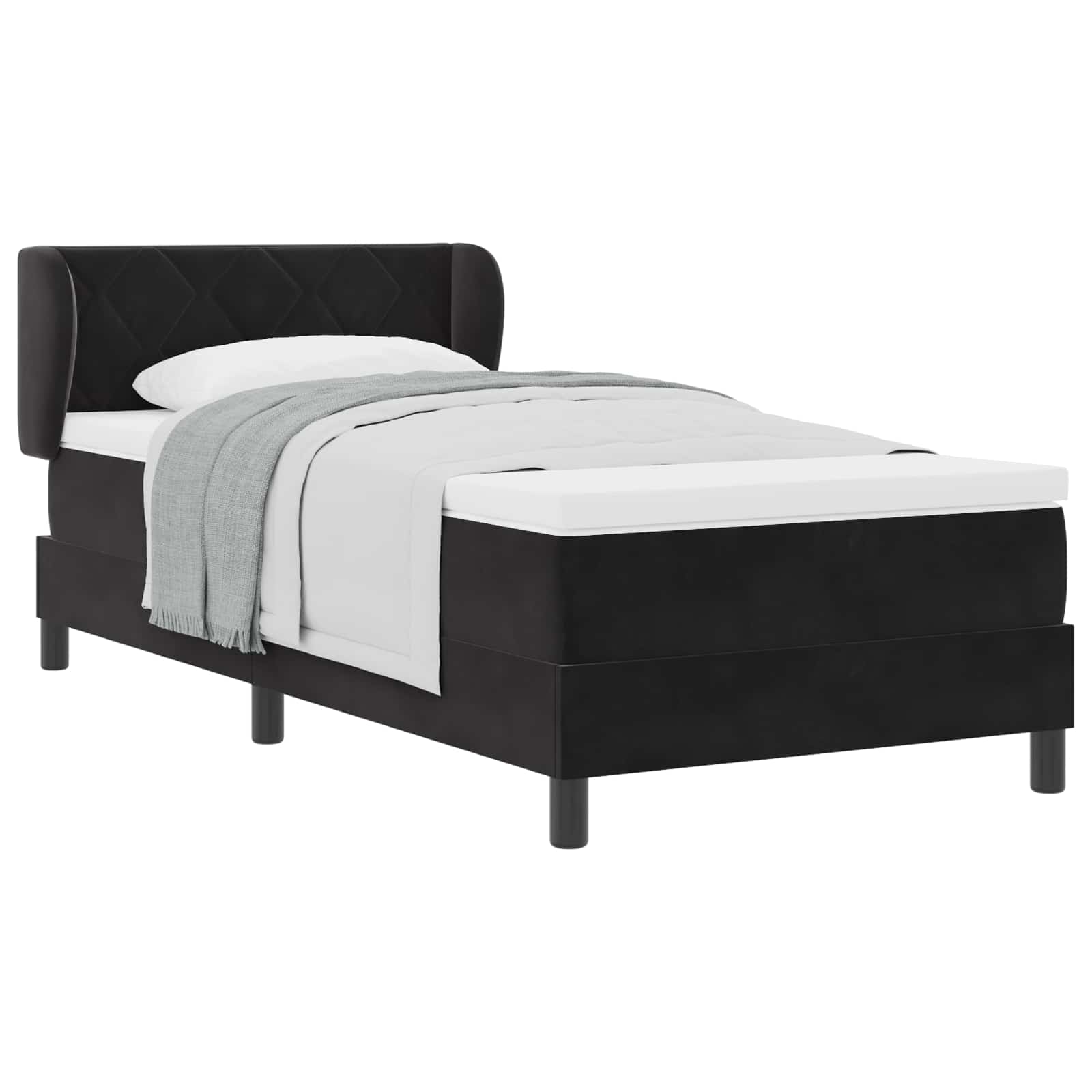Boxspringbed met hoofdeinde Zwart 100 x 200 cm Fluweel is nu te koop bij PeponiXL, paradijselijk wonen!