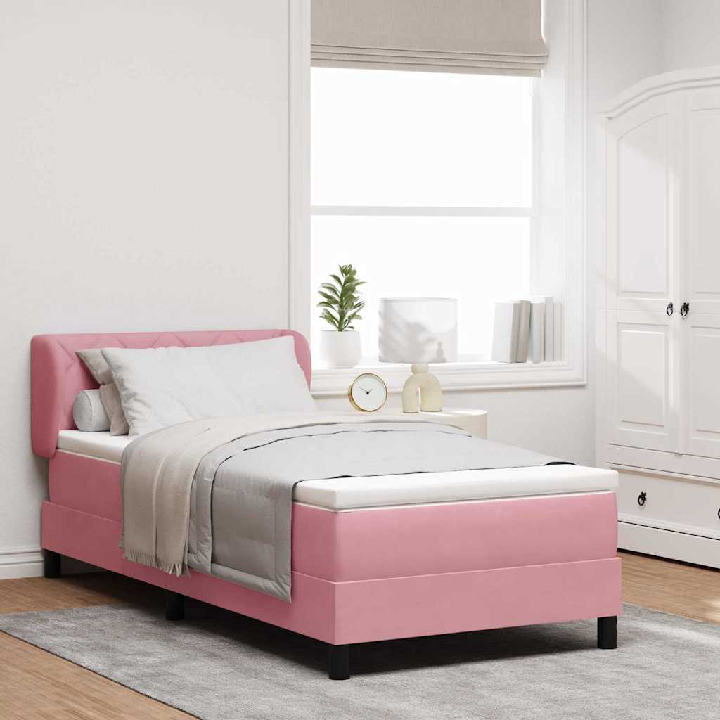 Boxspringbed met kussen Roze 100 x 200 cm Fluweel is nu te koop bij PeponiXL, paradijselijk wonen!