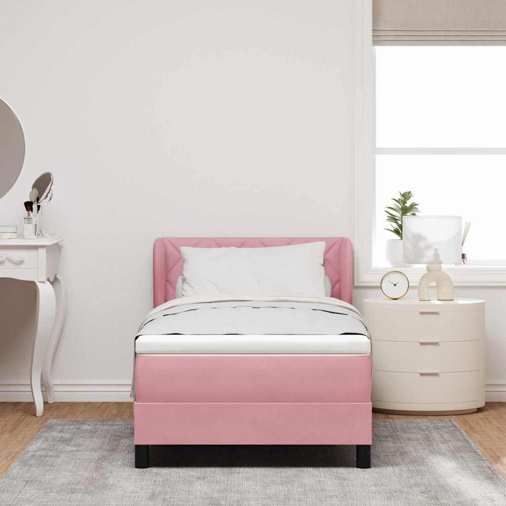 Boxspringbed met kussen Roze 100 x 200 cm Fluweel is nu te koop bij PeponiXL, paradijselijk wonen!