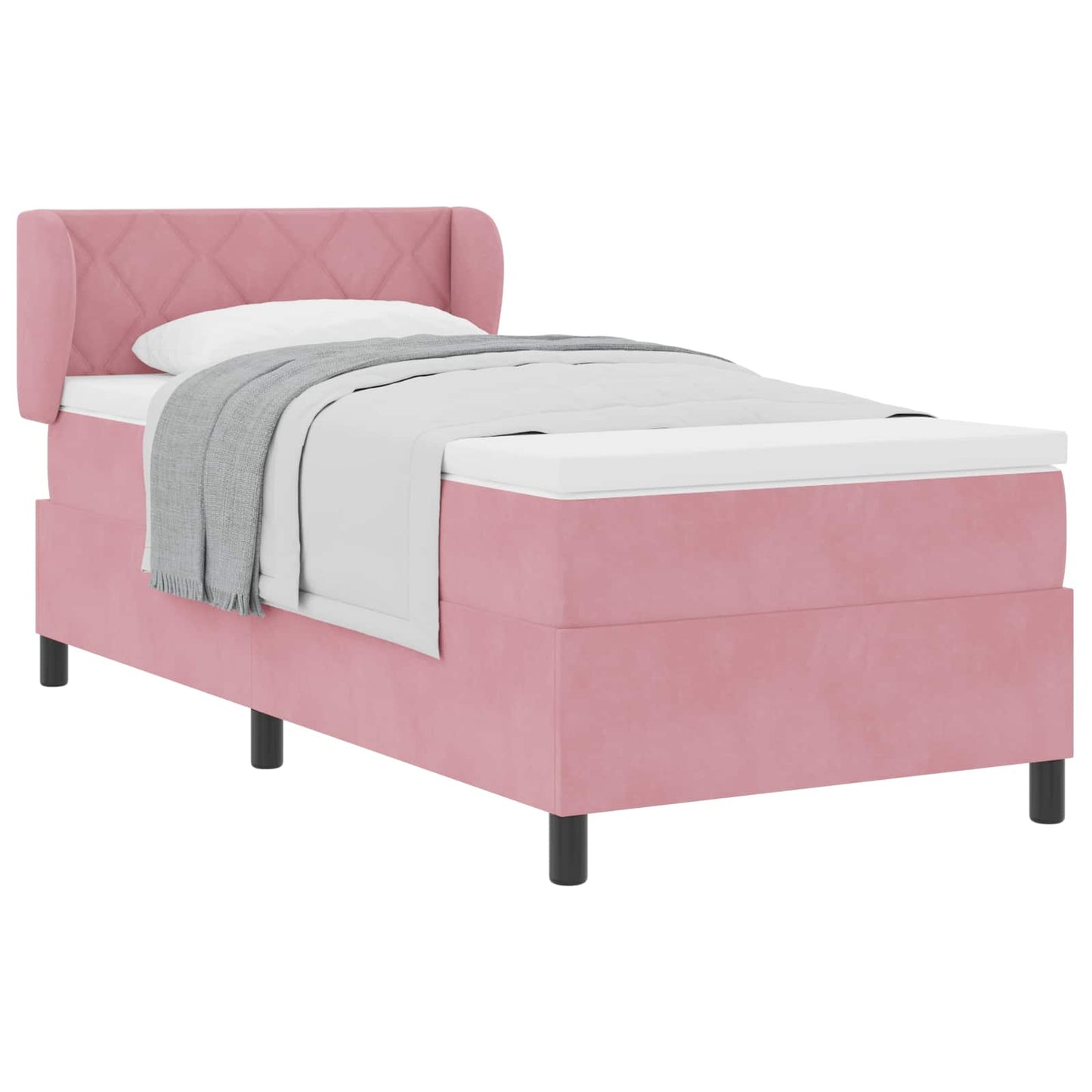 Boxspringbed met kussen Roze 100 x 200 cm Fluweel is nu te koop bij PeponiXL, paradijselijk wonen!