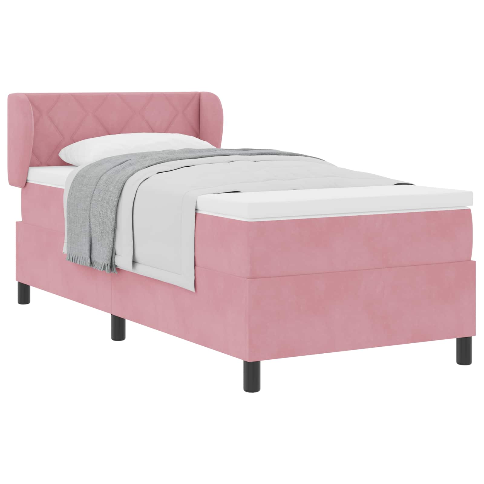 Boxspringbed met kussen Roze 100 x 200 cm Fluweel is nu te koop bij PeponiXL, paradijselijk wonen!