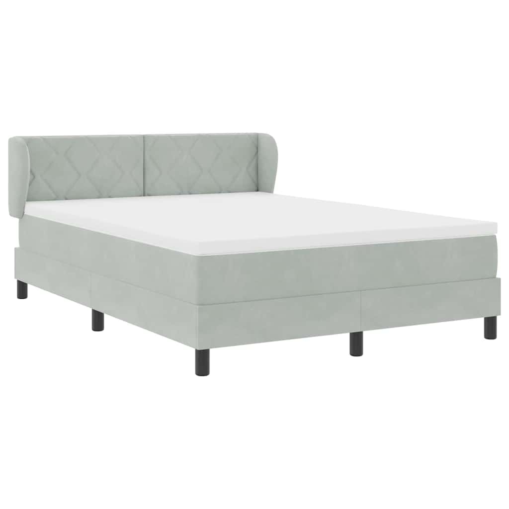 Boxspringbed met hoofdeinde Lichtgrijs 140 x 190 cm Fluweel is nu te koop bij PeponiXL, paradijselijk wonen!