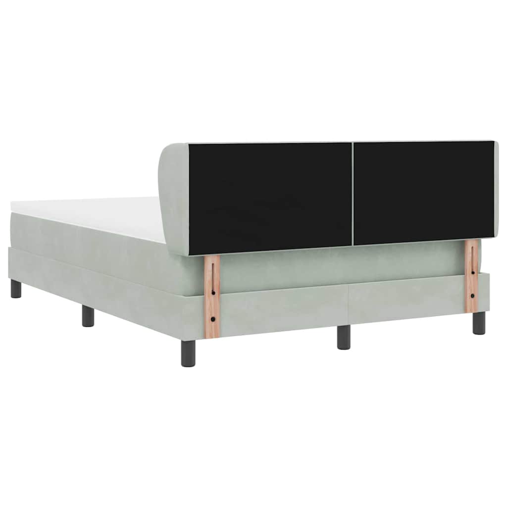 Boxspringbed met hoofdeinde Lichtgrijs 140 x 190 cm Fluweel is nu te koop bij PeponiXL, paradijselijk wonen!