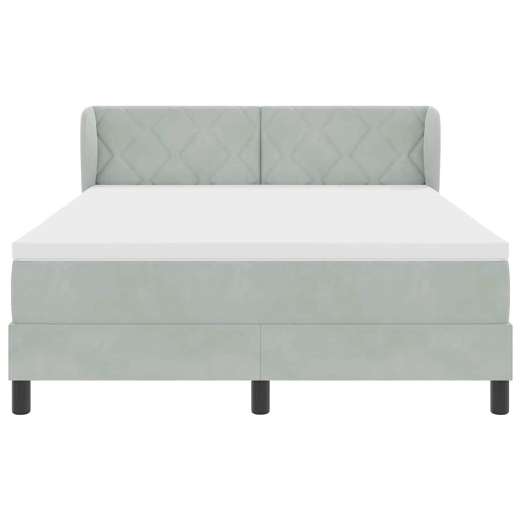 Boxspringbed met hoofdeinde Lichtgrijs 140 x 190 cm Fluweel is nu te koop bij PeponiXL, paradijselijk wonen!
