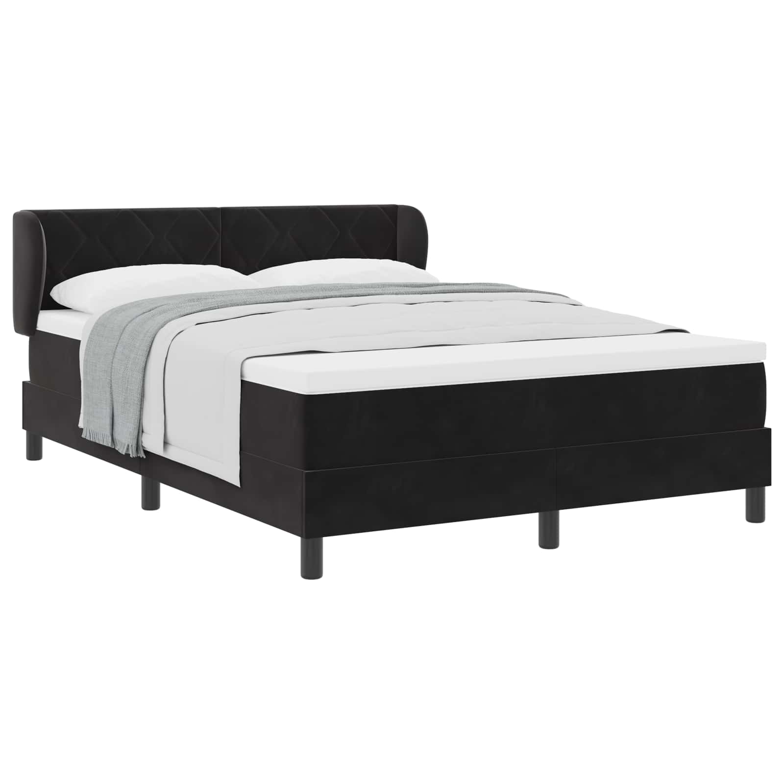 Boxspringbed met hoofdeinde Zwart 140 x 190 cm Fluweel is nu te koop bij PeponiXL, paradijselijk wonen!