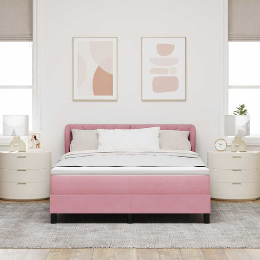 Boxspringbed met hoofdeinde Roze 140 x 190 cm Fluweel is nu te koop bij PeponiXL, paradijselijk wonen!