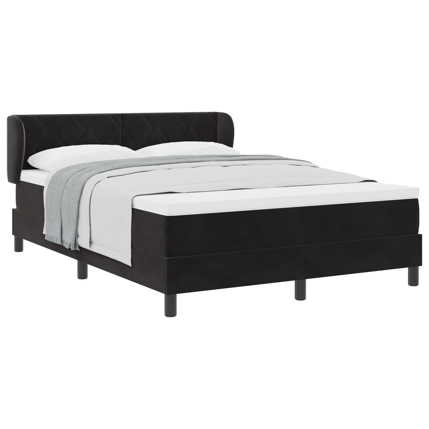 Boxspringbed met hoofdeinde Zwart 140 x 200 cm Fluweel is nu te koop bij PeponiXL, paradijselijk wonen!