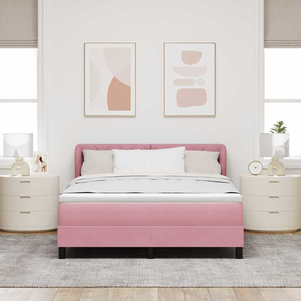 Boxspringbed met hoofdeinde Roze 160 x 200 cm Fluweel is nu te koop bij PeponiXL, paradijselijk wonen!